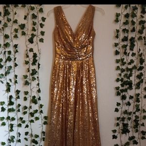 Gold Sequined Evening Gown